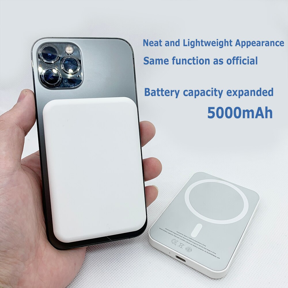 1:1 originale tragbare magnetische kabellose powerbanks mit 5000 mah schnellladefunktion für mobiltelefone, externer akku für iphone 12 und 13 pro max