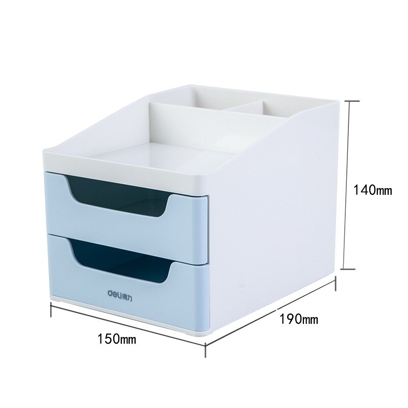 DELI Stationery Holder Student Papelaria Holder Office Three-tier File Tray Multifunctional Pen Holder Drawers Desktop Organizer: A