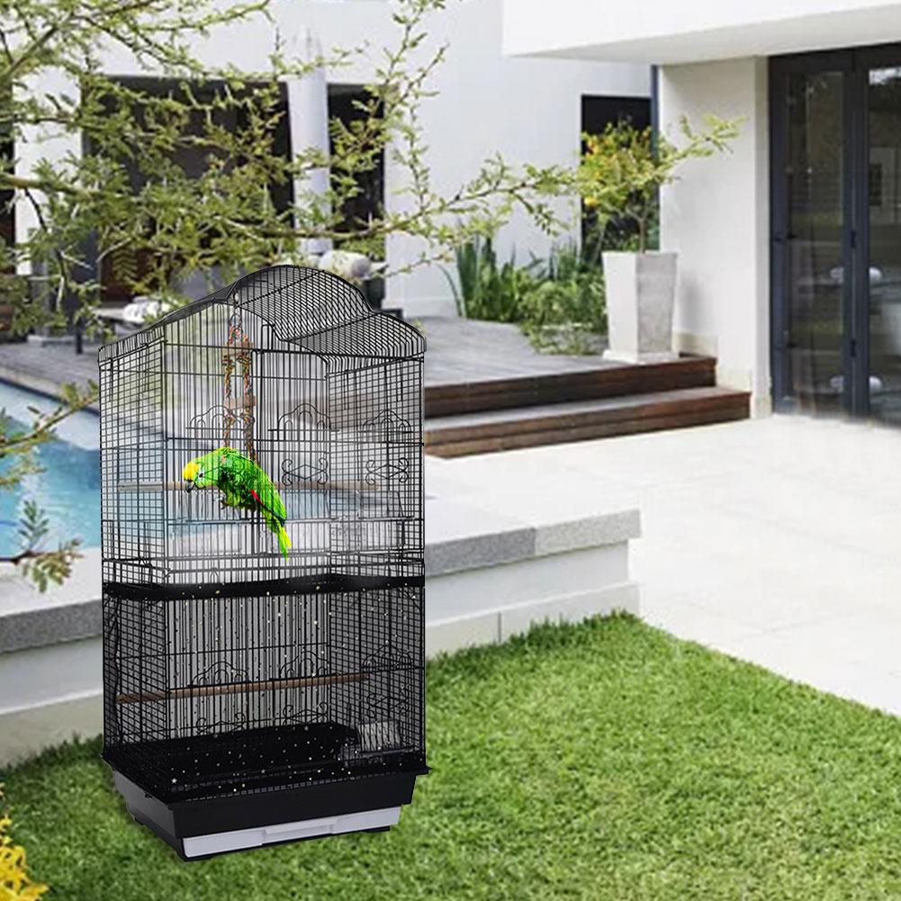 Bird Cage Cover Dustproof Birdseed Net Seed Catcher Nylon Mesh Birdseed Net Guard For Length 35-46cm Bird Cage