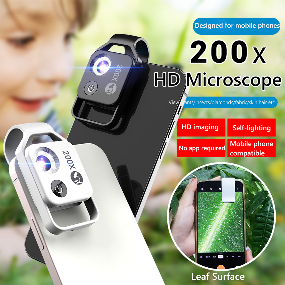 Universele 200X Vergroting Mobiele Telefoon Microscoop Lens Met Cpl Led Verlichting Hd Sieraden Vergrootglas Voor Iphone Samsung