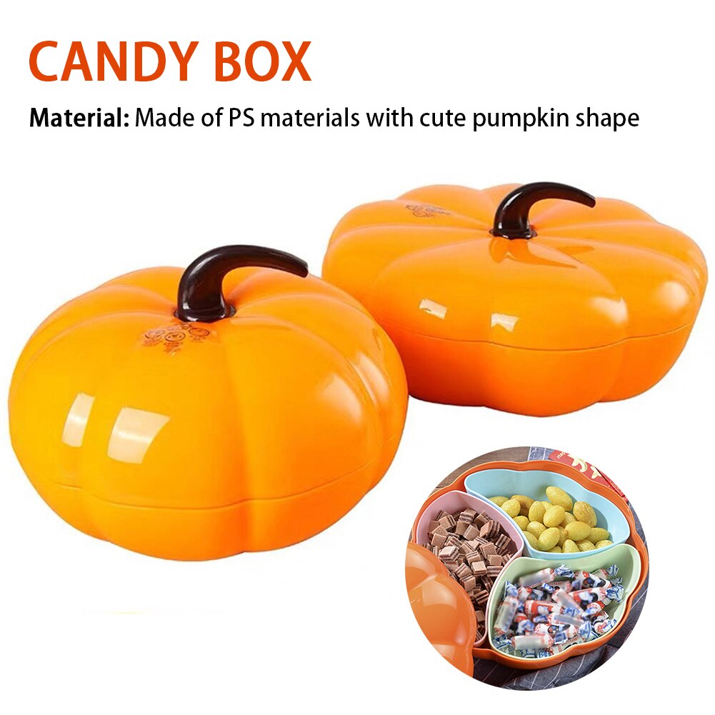 Pumpkin Shape Candy Box Snacks Partition Manager With Lid Wedding Living Room Large Capacity Party Cute Storage Tray Sealed