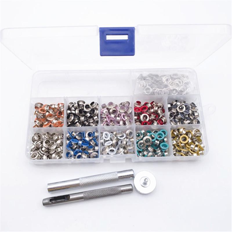 500 Sets 5Mm 10 Kleur Oogje Met Wasmachine Installeren Punch Gereedschap Koper Tule Voor Leer Craft Diy Kleding Schoenen