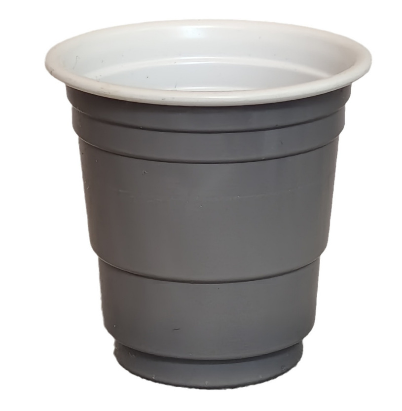 Paquete de 100 Mini vasos de de 2OZ, vasos de plástico dorados y negros, vasos desechables para Navidad, cumpleaños, boda, navideña: Gris oscuro
