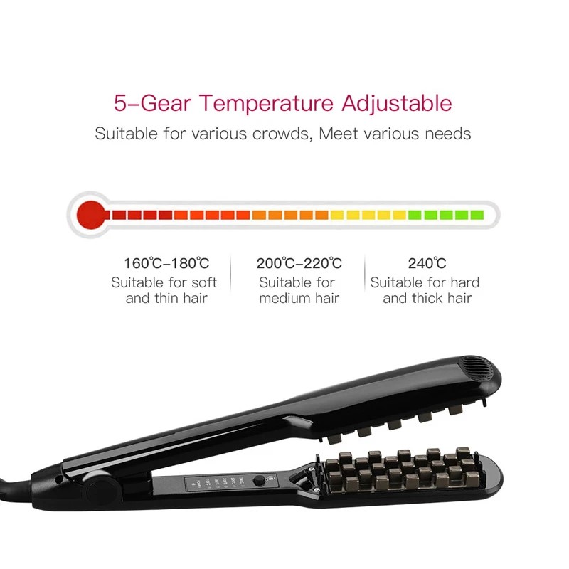Electric Ceramic Hair Straightener 3D Volumizing Iron Flat Iron Corn Wave Perm Styling Tool for Fluffy Hair