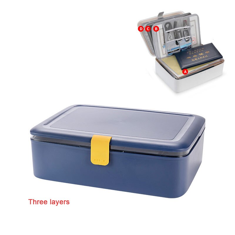 Office File Documents Box Container Bills Folder Multilayer Storage Bag Larger Capacity Briefcase Business Material Organize: B 3 layer Blue