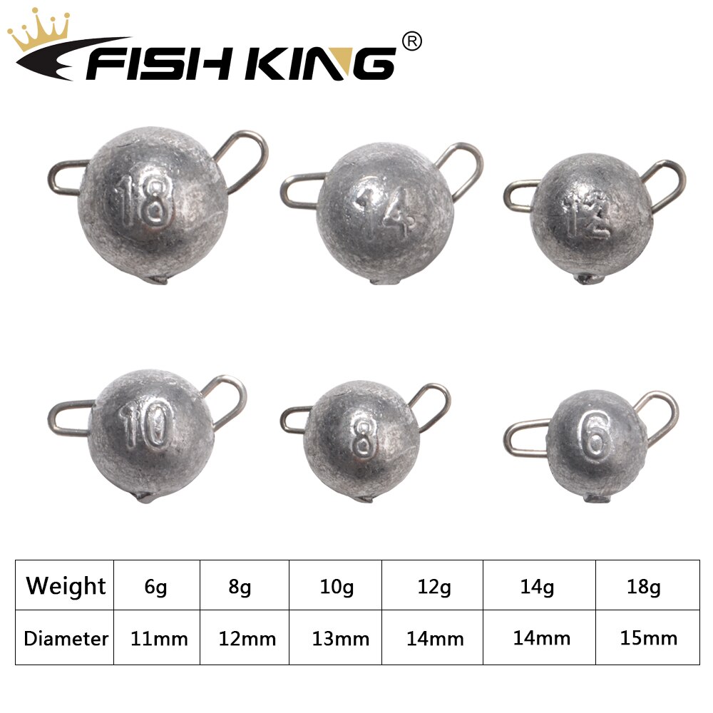 Fish king 5 stuks/pak 6g 8g 10g 12g 14g 18g vislood zinklood visaccessoires jigkop lood kogelgewicht zacht kunstaas texas rig
