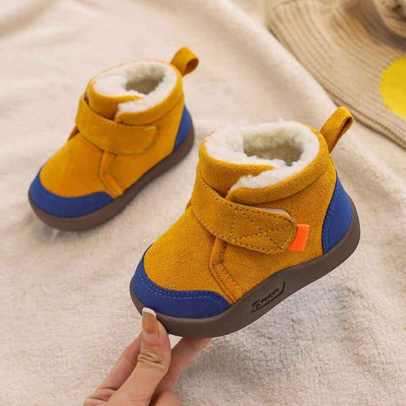 1-4 anni stivali da bambino per bambini inverno neonate ragazzi stivali da neve caldo peluche fondo esterno antiscivolo stivali per bambini scarpe per bambini: YELLOW / 22(Insole 16.0cm)