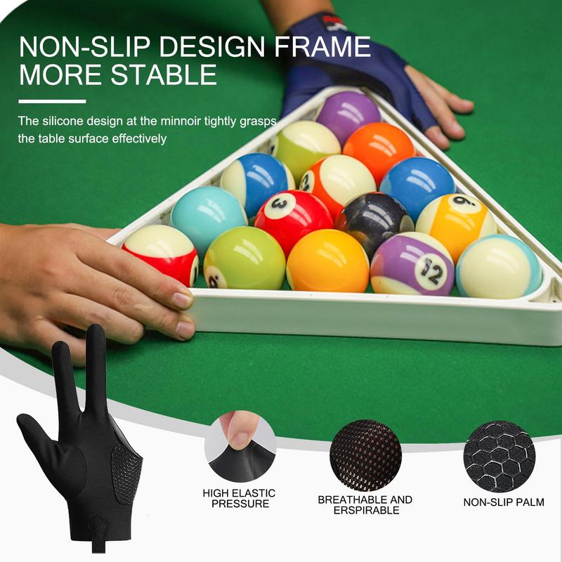 Billiards Glove Left Right Hand 3 Finger Snooker Billiard Glove Non Slip Stickers Elastic Billiard Training Gloves Accessories