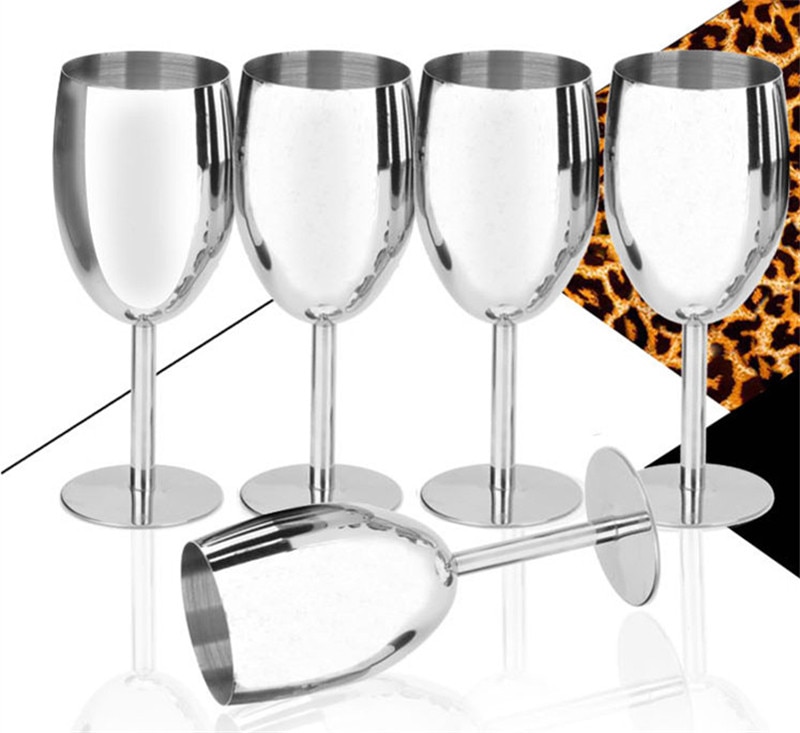 250ML Stainless Steel Goblet High-End Red Wine Glass Home Bar Drinking Glass Cup