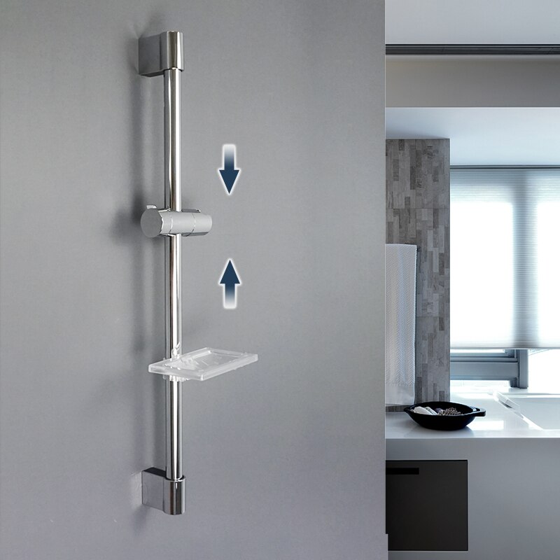 Shower Riser Rail Sliding Bar with Soap Dish Bathroom High Pressure Handheld Rain Shower Sprayer Head Chrome Adjustable Holder