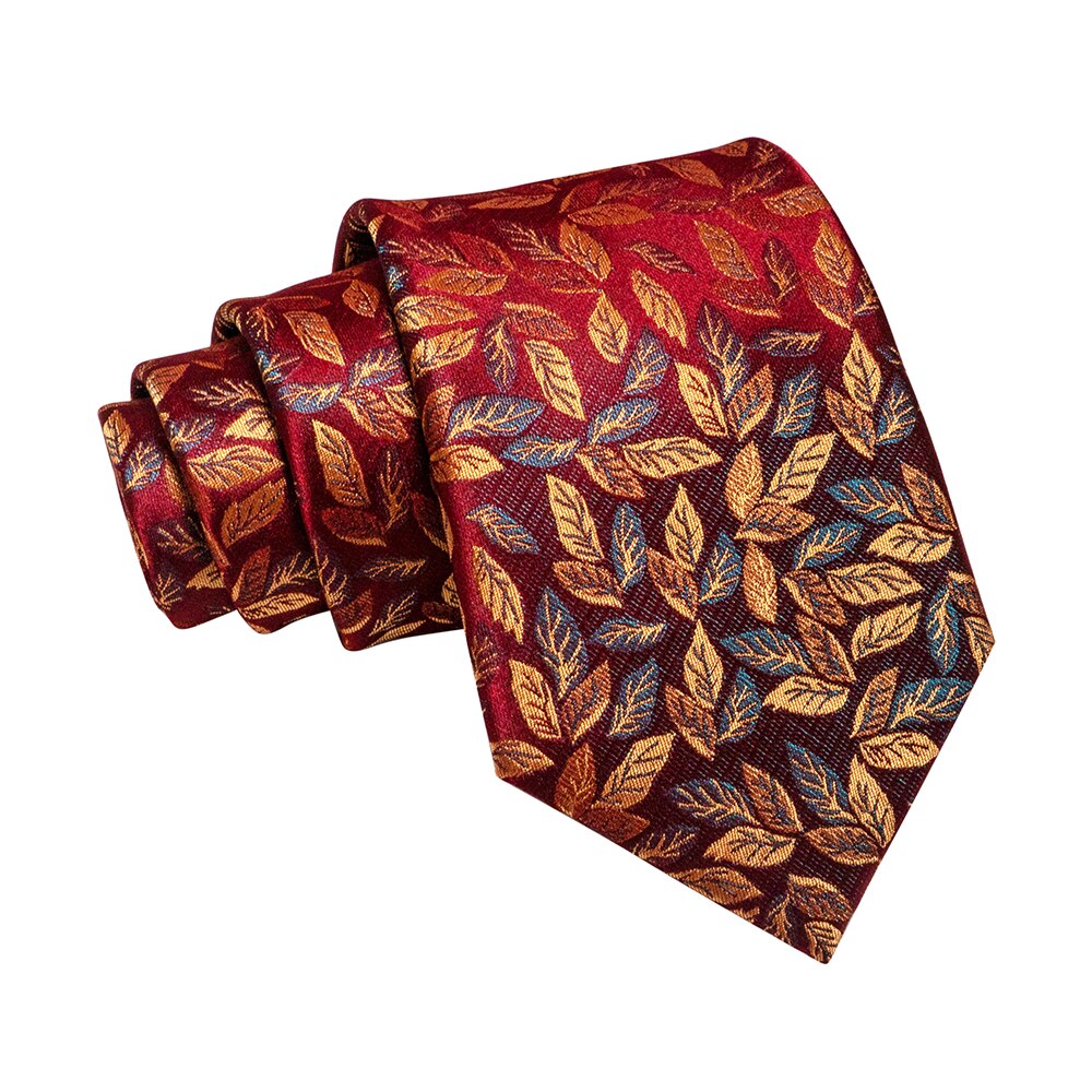 JEMYGINS classic silk jacquard tie 8cm leaf pattern ties for men business wedding Party necktie father Accessories: 003