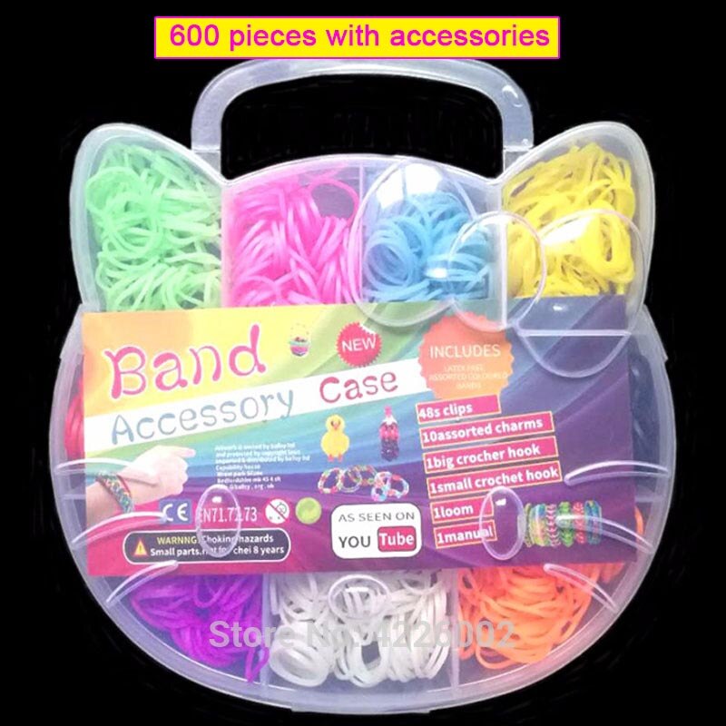 Barn pyssel leksaker gummiband armband vävstol flicka hårband färgglada tuggummi gör vävda armband barn leksak: 2