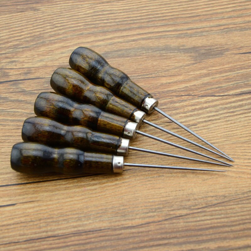 Durable Leather Wood Handle Awl Tools For Leather craft Stitching Sewing Accessories Fast