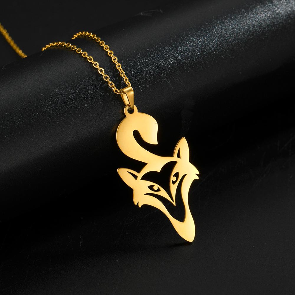 Skyrim moda lis wisiorek z motywem zwierzęcym naszyjnik ze stali nierdzewnej początkowy łańcuszek naszyjniki biżuteria letnia najlepsze życzenia dla kobiet dziewczyn: D - złoty kolor