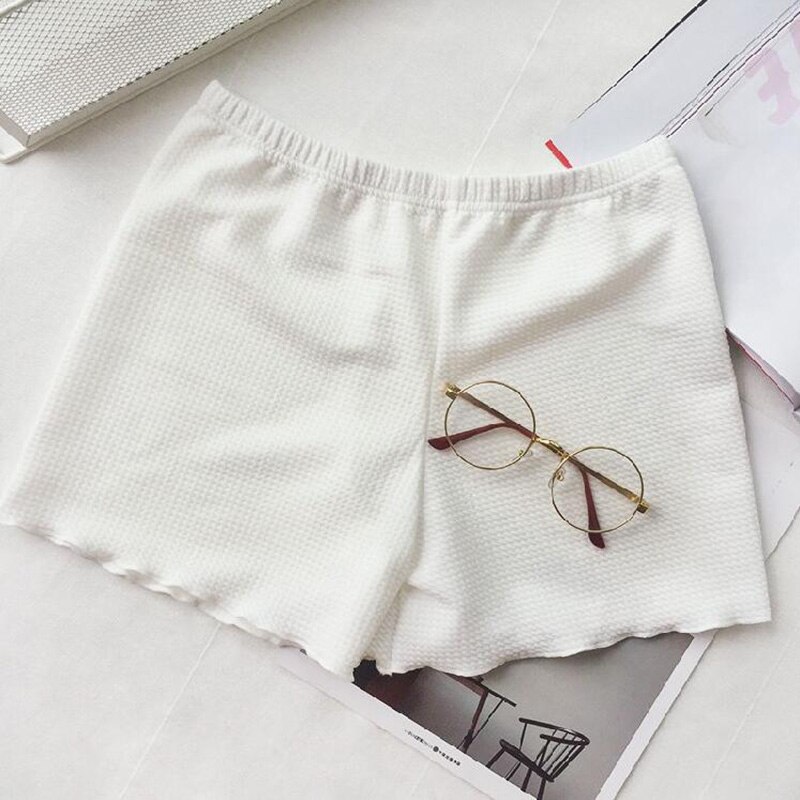 pantalones cortos de seguridad sin costuras de Color sólido suave para mujer de verano bajo la falda cortocircuitos respirables: Blanco