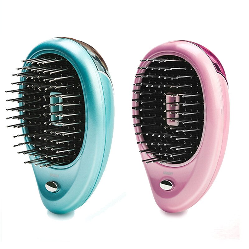 Elektrisk jonisk hårborste mini hårborste kam massager vibration hår hårbotten massager borste antistatisk jonisk hårborste