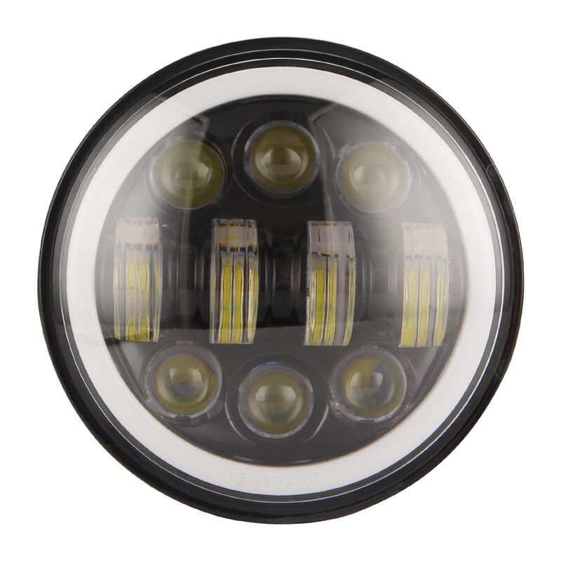 Brightest 80W 5.75 Inch Round LED Projection Motorcycles Headlight Black: Default Title