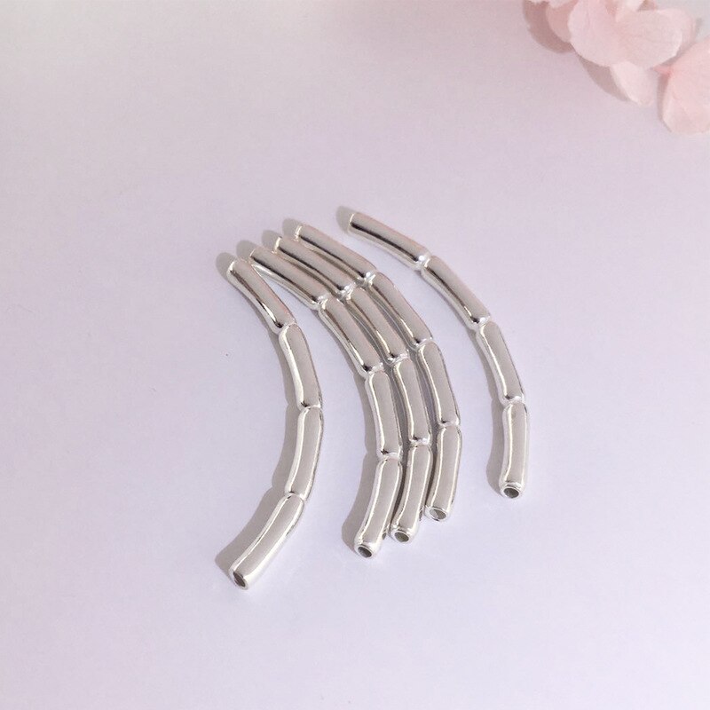 2pcs/lot 100% 925 Sterling Silver Bamboo Shape Tube Charms 20-50mm Long Spacer Beads DIY Fine Bracelets Jewelry Accessories