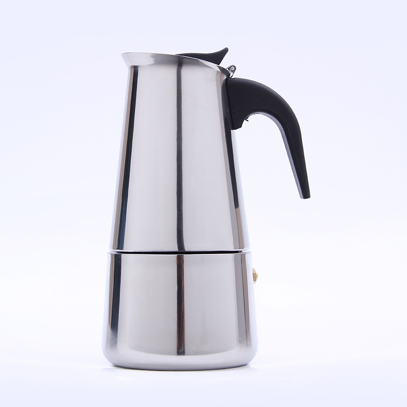 Rvs Moka Koffiezetapparaat Italiaanse Top Moka Espresso Latte Kookplaat Filter Koffie Potten 100Ml 200Ml 300Ml 400Ml Percolator