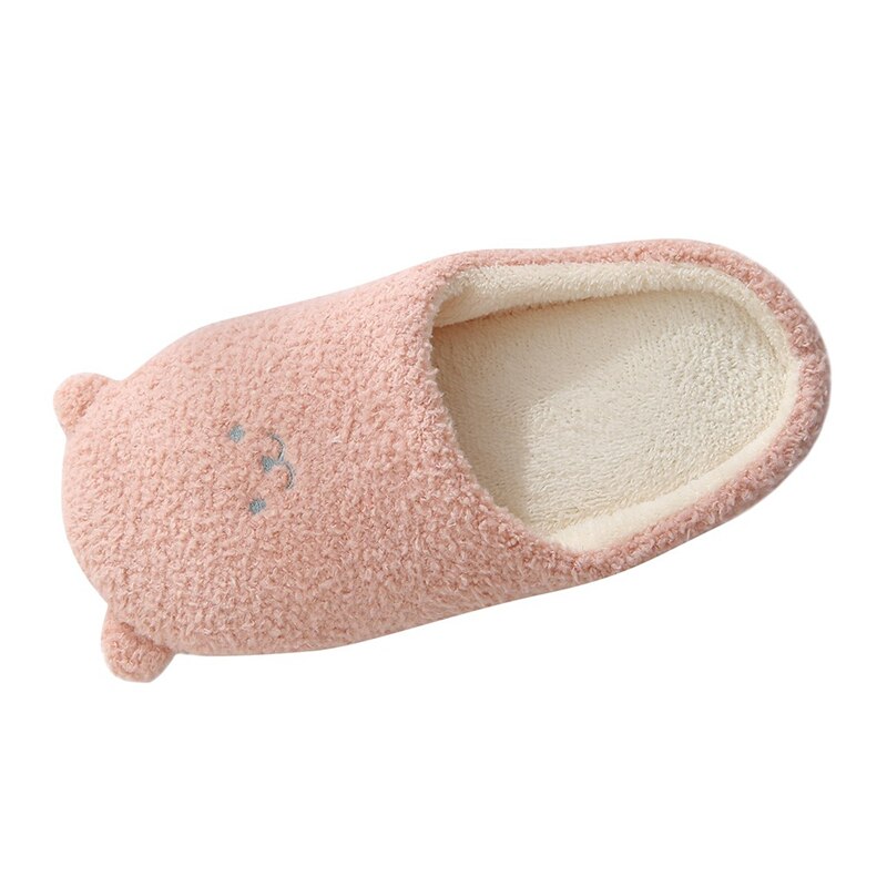 Vrouwen Leuke Cartoon Beer Slippers Winter Warm Flock Slaapkamer Slipper Indoor Platte Schoenen Zachte Pluche Slippers Zapatos De Mujer FN55: pink / 35.5