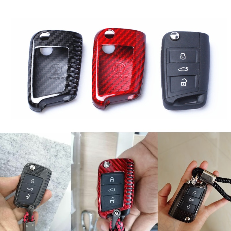 T-Carbon Carbon Fiber Car Key Cover Case Shell For Seat Leon Cupra ST Styling Car Accessories