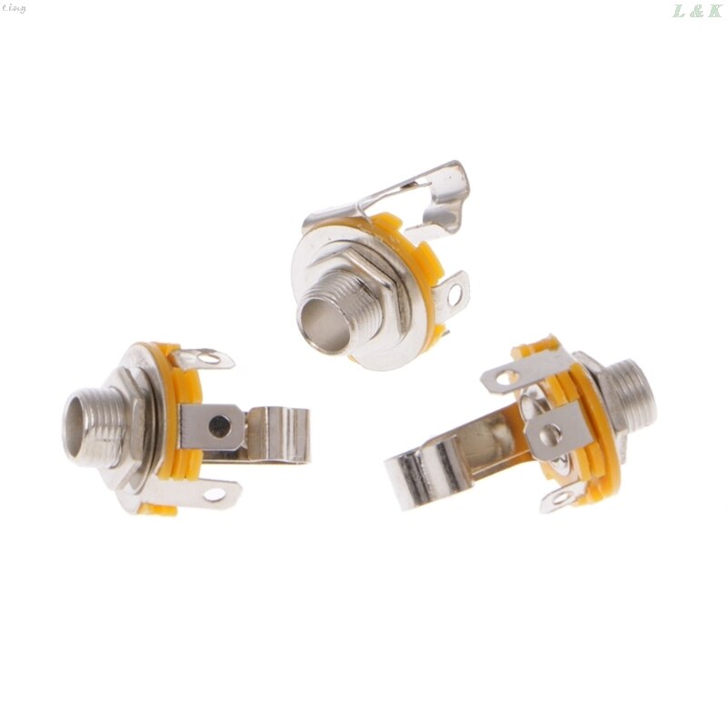 10 Pcs 1/4 Inch 6.35mm Stereo Socket Jack Female Connector Panel Mount Solder