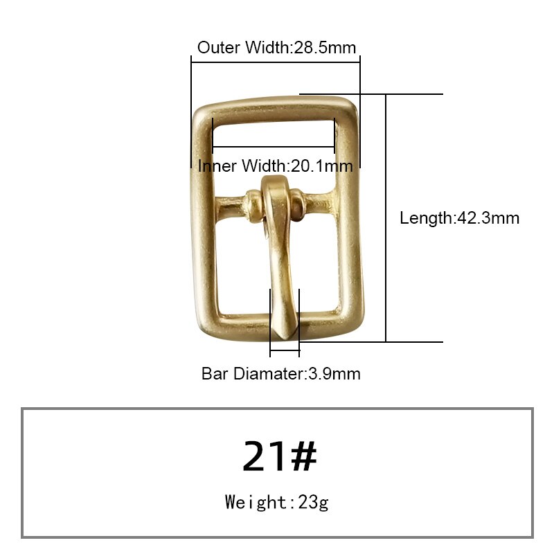 WUTA Solid Brass Belt Buckle Pure Copper Women Men&#39;s Pin Buckle Manual DIY Leather Craft Hardware-Various Size: 021