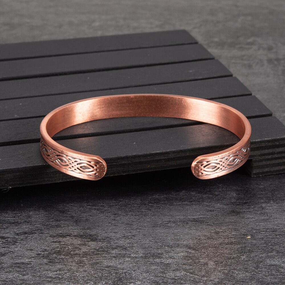 Bracelet magnétique en cuivre véritable pour femmes, ajustable, Vintage, Viking, en cuivre pur, manchette magnétique