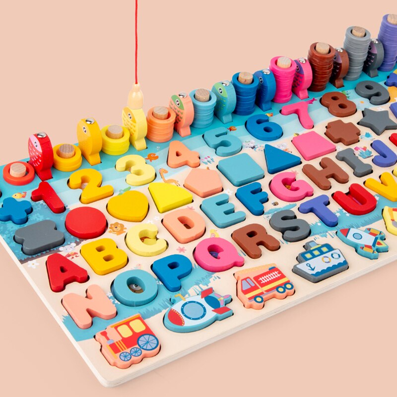 Giocattoli educativi in legno Montessori per bambini scheda matematica conteggio della pesca numeri forma digitale abbinamento educazione precoce giocattoli regalo per bambini