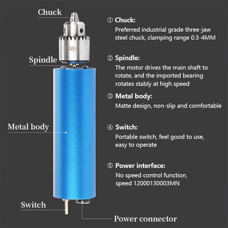 Mini Elektrische Handboor Met Power 0.3-4Mm Chuck 4000-13000Rpm Rotary Tool Kit Voor Hout diy Craft Sieraden Walnoot Polijsten Tool
