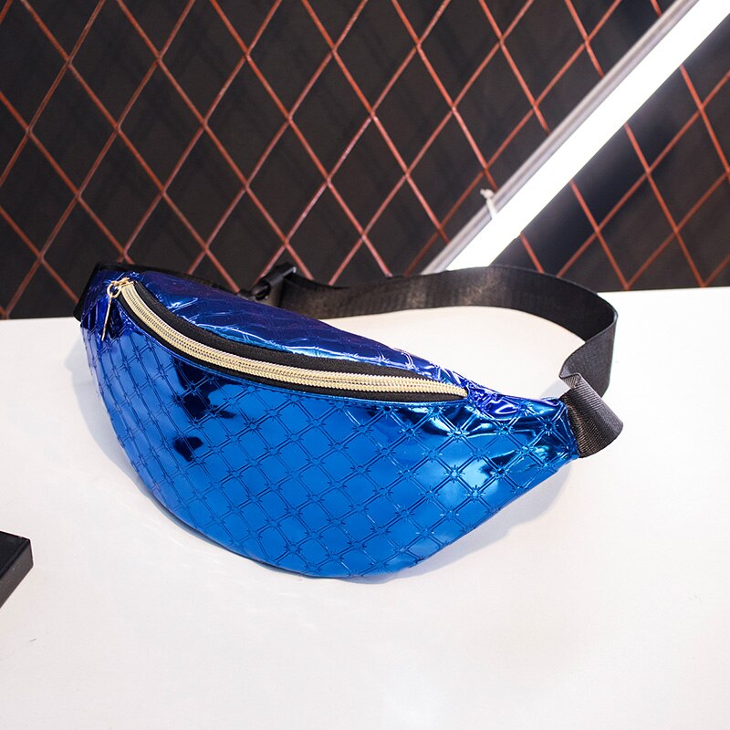 Frauen Dame Glitter Pailletten Taille Tasche Fanny Pack Beutel Hüfte Geldbörse Satchel Neue bunte Taille packs PVC: Blau