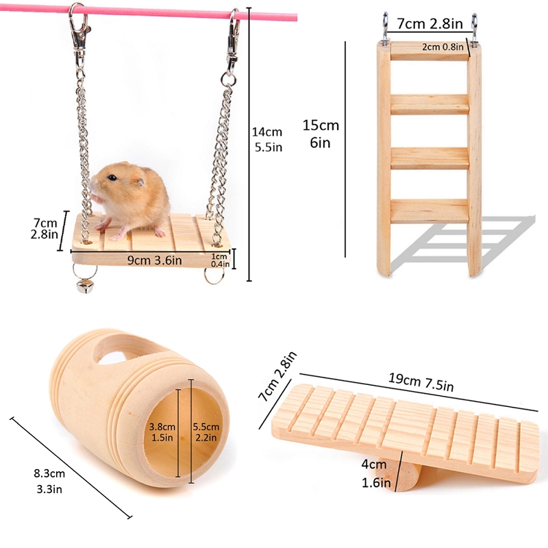 4 typer kæledyr legetøj hamster legetøj tilbehør, skridsikker rille, små dyr egern ørkenrotter mus dværge rotter, hvile og leg