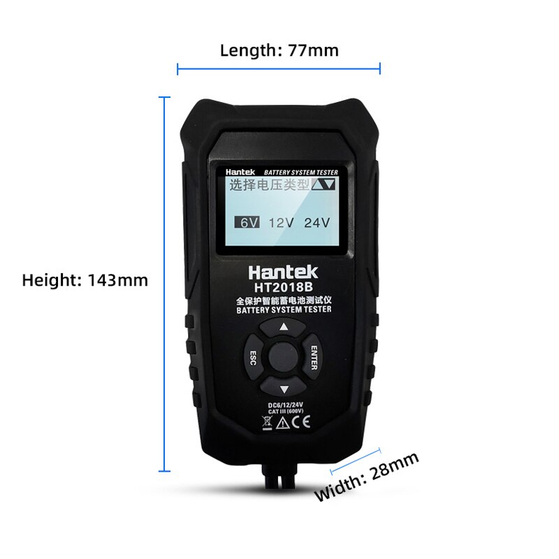Hantek-testador de bateria ht2018b/c, suporte para teste de bateria de carro, 6v/12v/24v, ferramenta de diagnóstico com chumbo-ácido