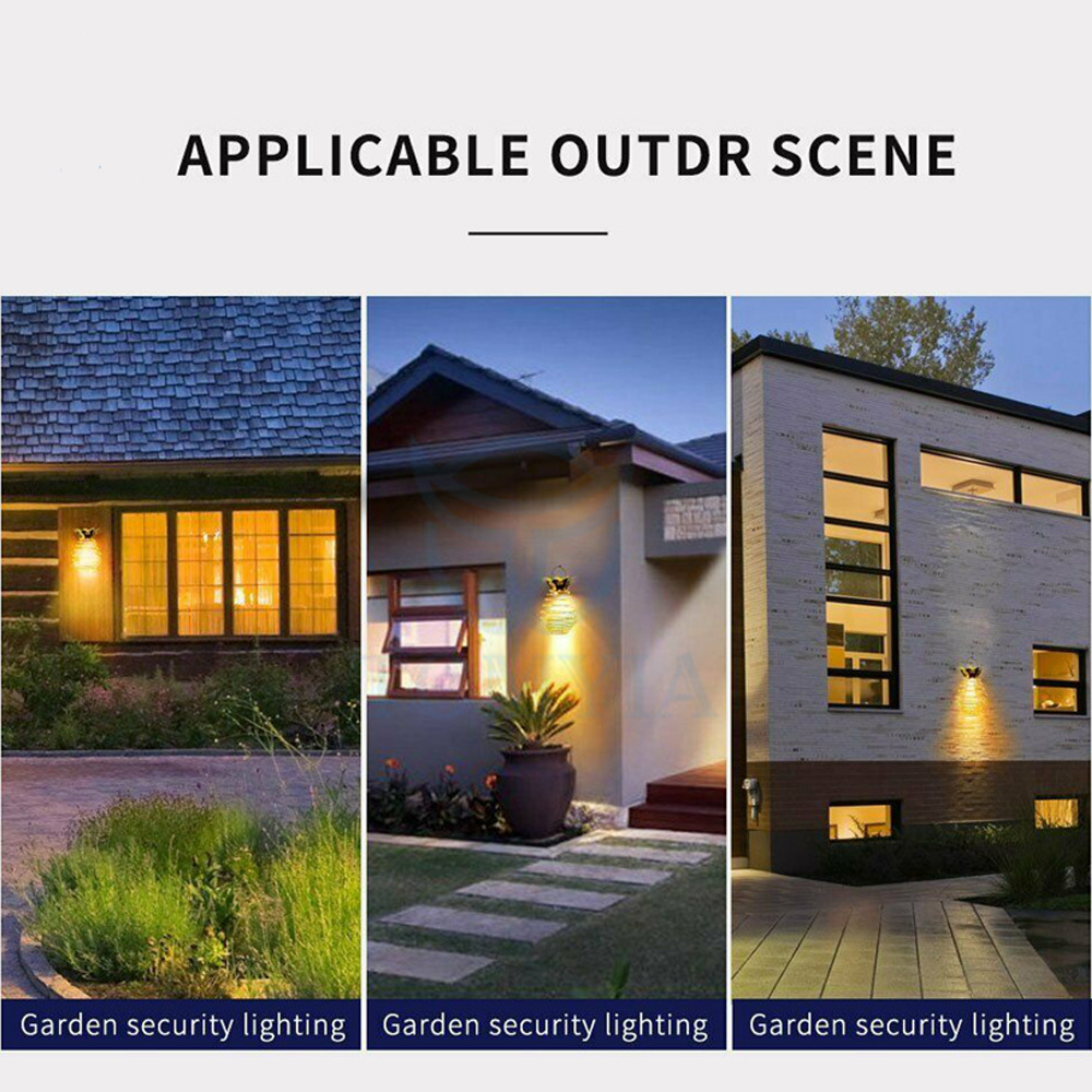 XUNATA Solar Garden Lights Pineapple Shape Outdoor Solar Hanging Light Waterproof Wall Lamp Fairy Night Lights Home Decoration