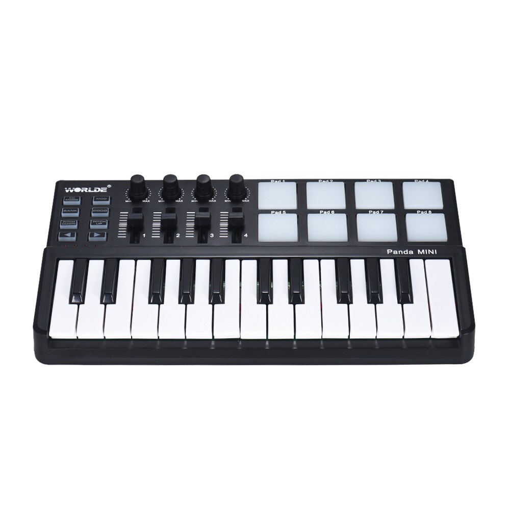 Panda MINI 25-Key Ultra-Portable USB MIDI Keyboard Controller 8 Colorful Backlit Trigger Pads: Style 1