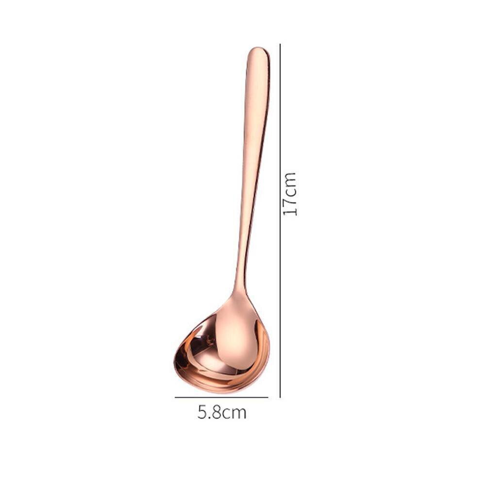 Stainless Steel Soup Spoon for Home Kitchen Cooking Sauce Spoon: Rose Gold / L