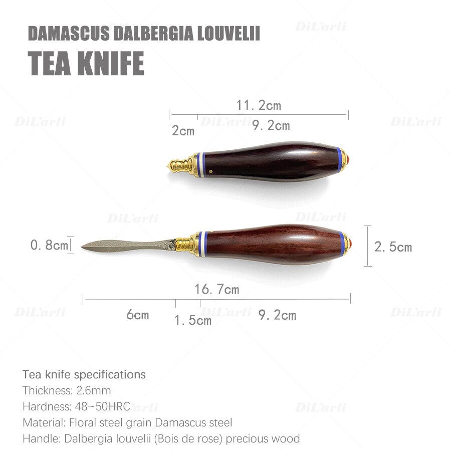 Damascus Dalbergia Louvelii Waardevolle Massief Houten Handvat Thee Knifetea Kegel Thee Schop Kan Winkel Verborgen Theeceremonie Accessoires