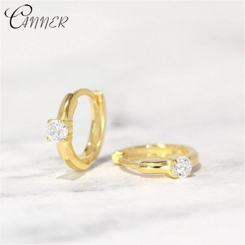 EINDOSER 925 Sterling Silber Ohrringe CZ Zirkon Runde Zucht Ohrringe für Frauen Schmuck Kleine Gold Higgie Brinco Ohrringe