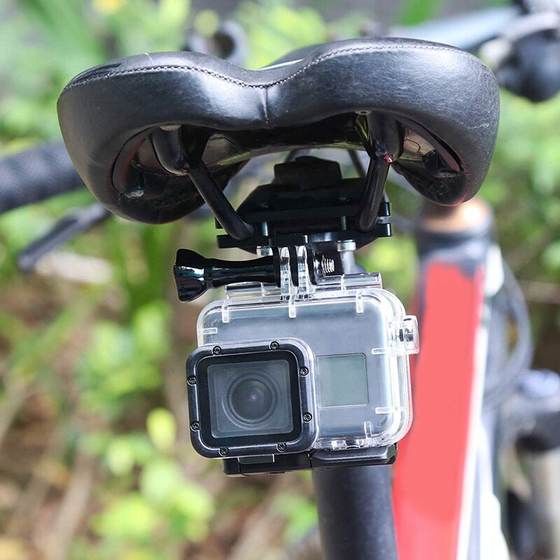Aluminum Alloy Bicycle Saddle Rail Mounting Base Photographic Sports Camera Bracket Bicycle Back Seat Video Bracket for GoPro He