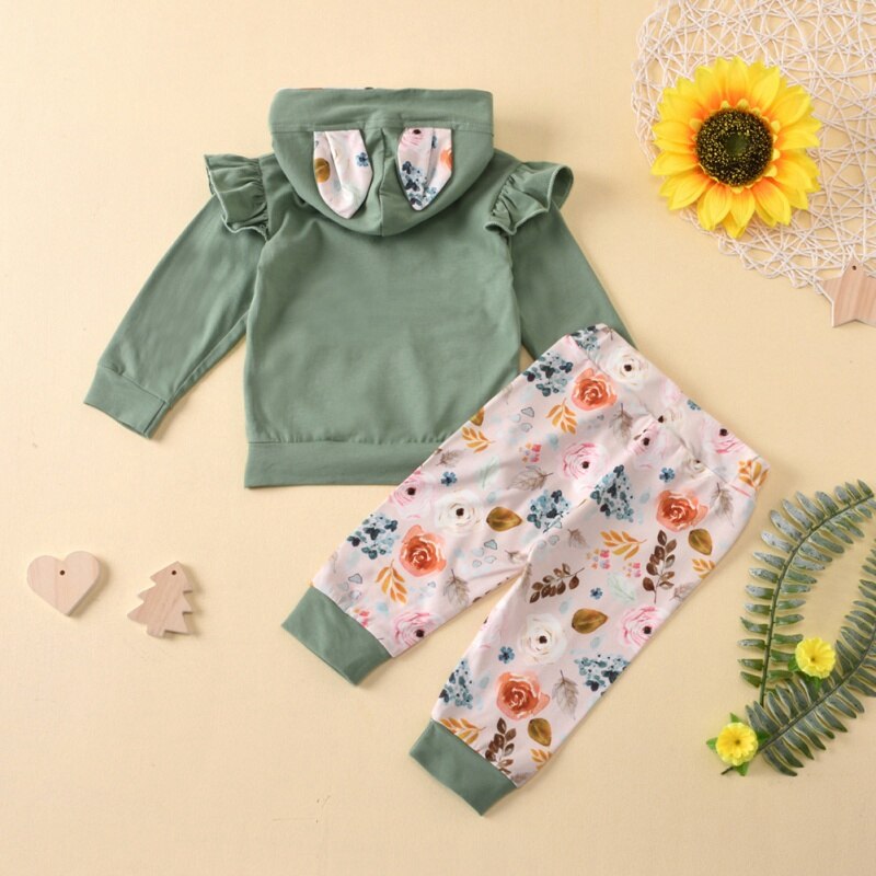 Hipac baby pige outfit spædbørn piger tøj sæt nyfødte blomster sweatsuit bukser jakkesæt børn børn hætte top 2 stk