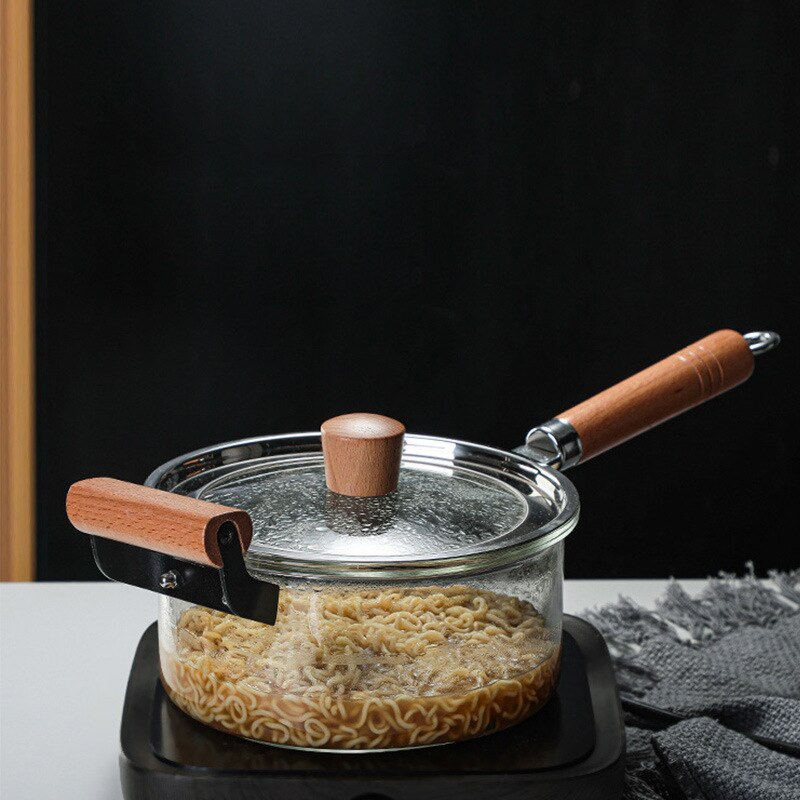 Marmite transparente à double oreille en borosilicate, grande capacité, en verre, à feu ouvert, marmite à ragoût, marmite à soupe domestique