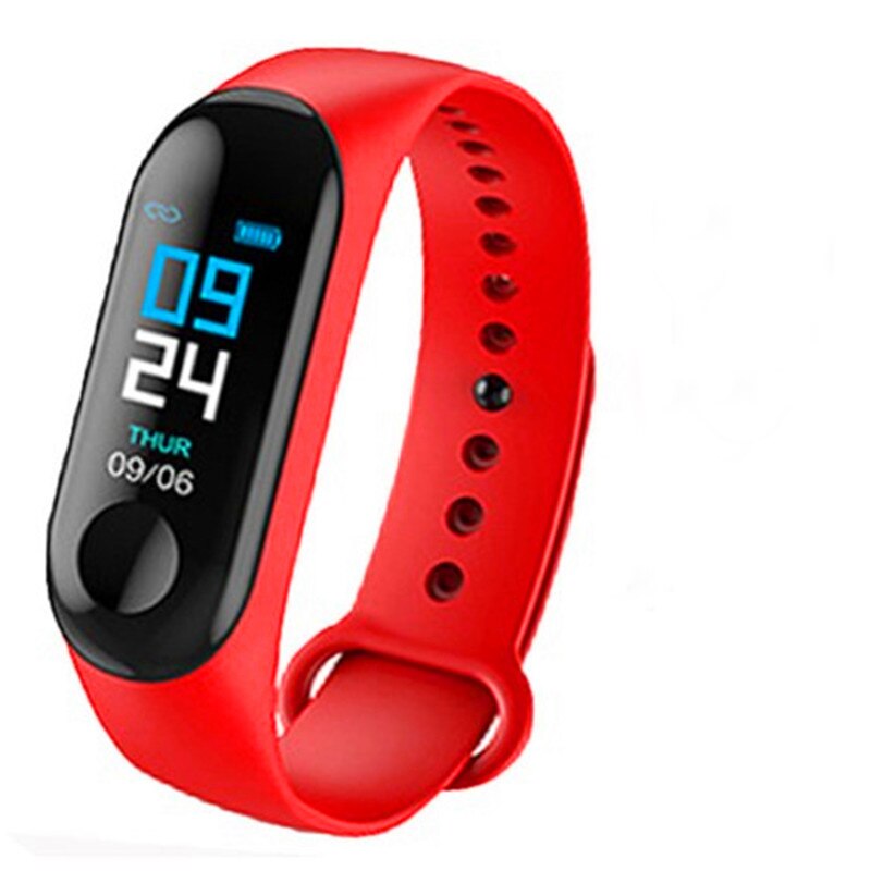 R1 smart armbånd skridttæller pulsmåler blodtryk fitness tracker sport vandtæt urbånd til huawei xiaomi ios: M3 røde