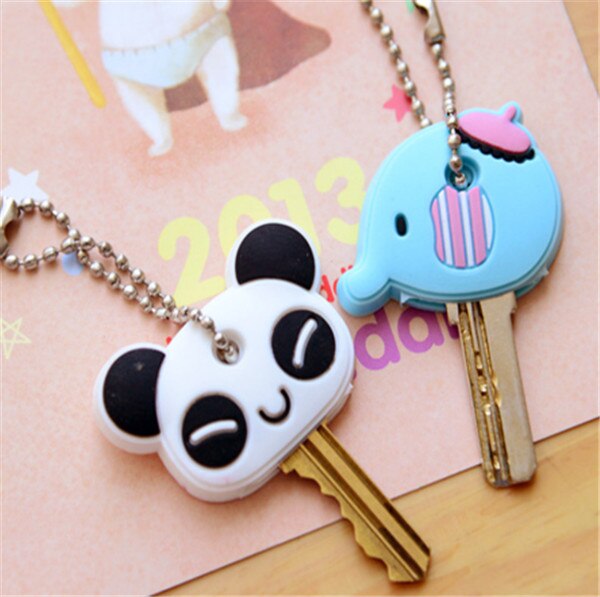 2 PCS Animal Silicon Key Caps Covers Keys Keychain Case Shell Novelty Item Figurines For key Control Dust Cover Keychain Decor: 2