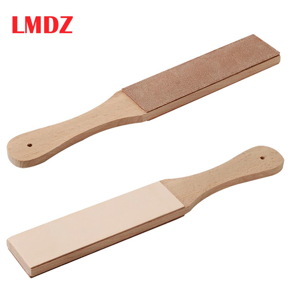 Lmdz 1pc slipbräda läder hantverksvässare trähandtag dubbelsidig läder polerbräda verktyg utan polerpasta