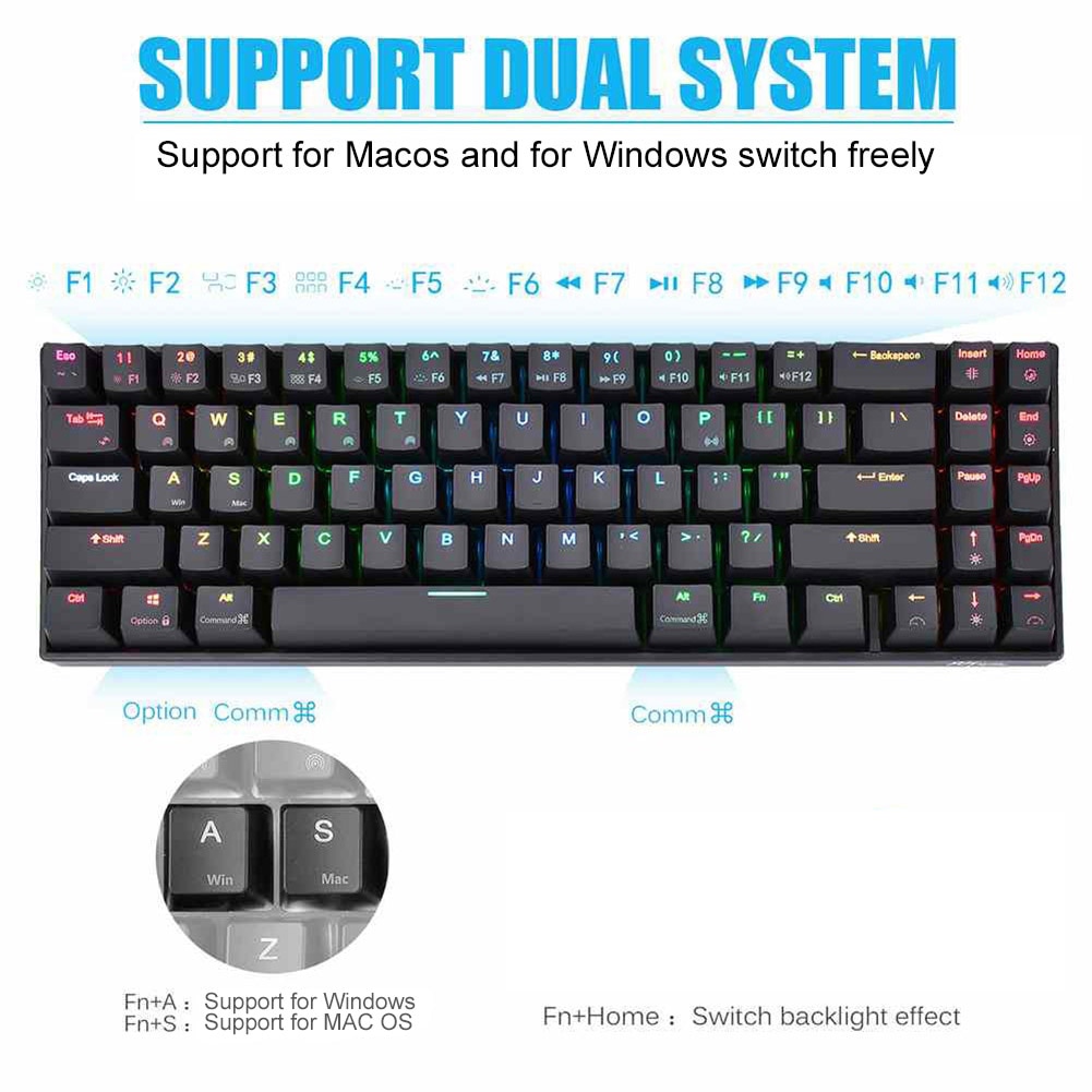 71 Keys Wireless Bluetooth Mechanical Keyboard RGB Backlight Wireless Gaming Keyboard Rechargeable Mechanical Keyboard for PC