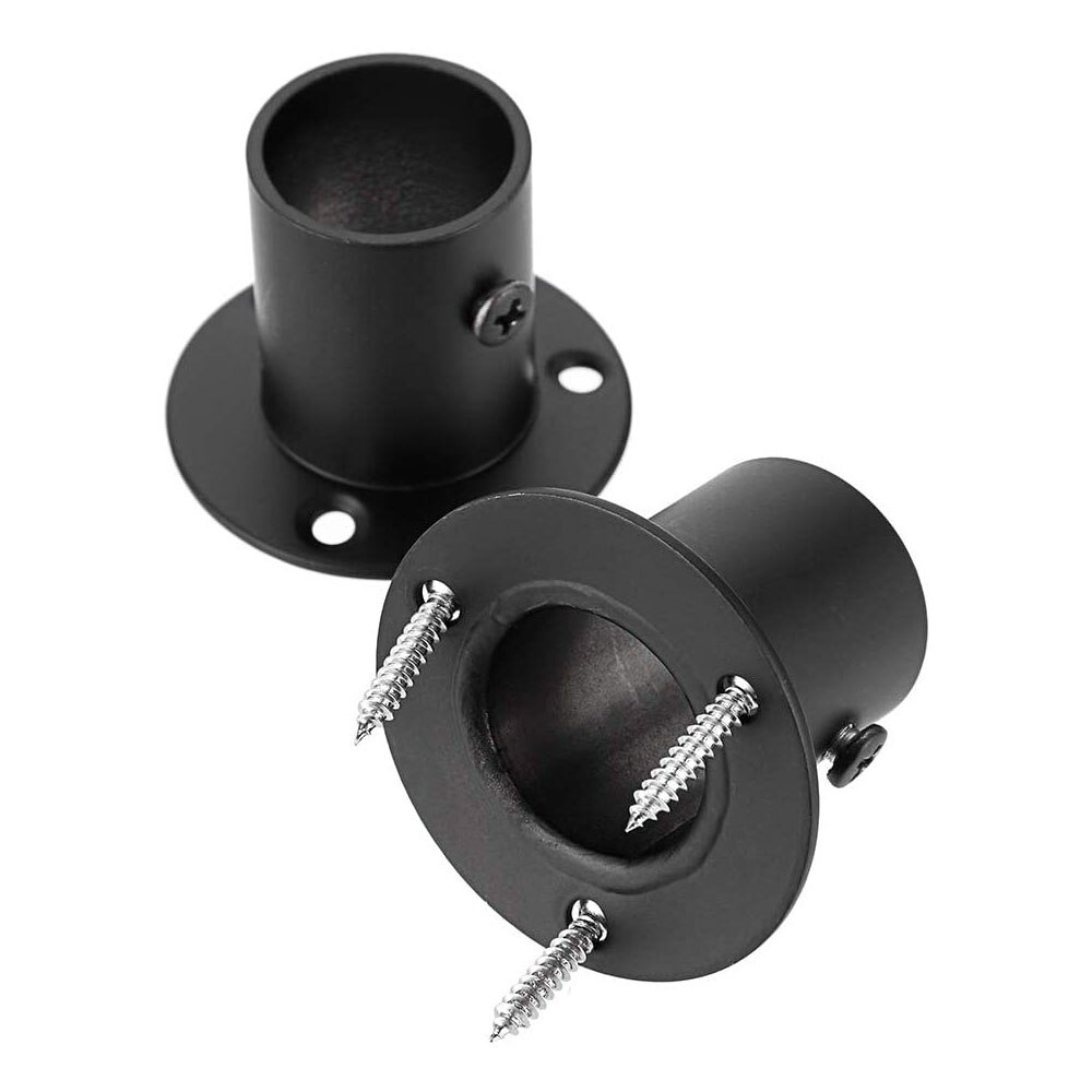 1-1/4 Inch Curtain Rod Ceiling-Mount Bracket Stainless Steel Flange Rod Holder Closet Pole End Supports Socket 2 Pack