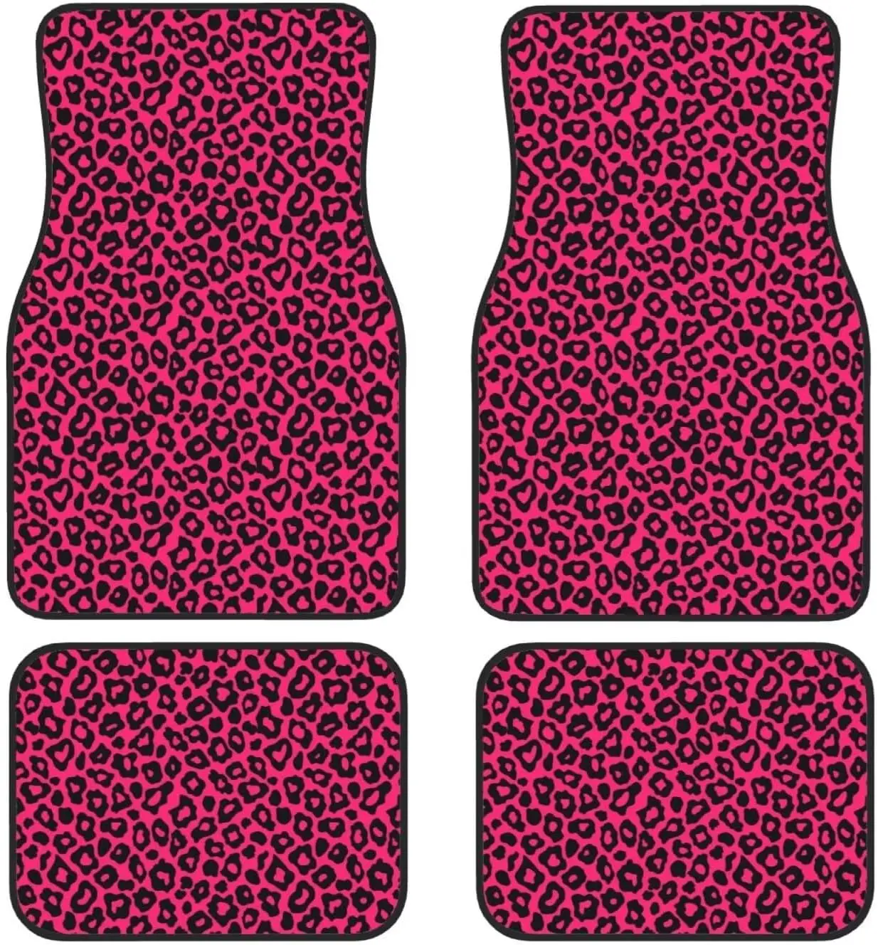 4 Uds alfombrillas de coche alfombras Rosa flor de cerezo Protector de suelo de coches para alfombra negro lindo Floral antideslizante alfombrillas traseras de coche: Rosa