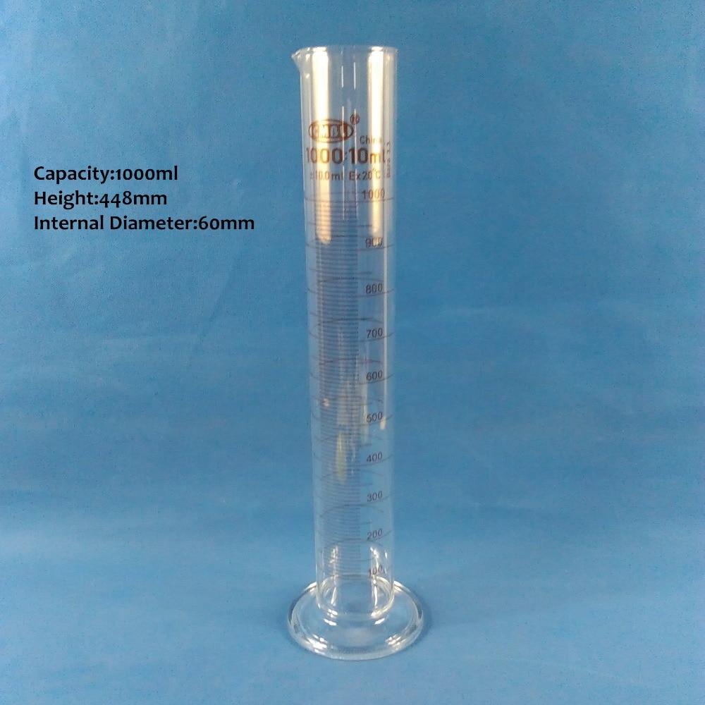 1000ml glass graduated cylinder, measuring cylinder Chemistry Laboratory Supplies Transparent Measuring Tool