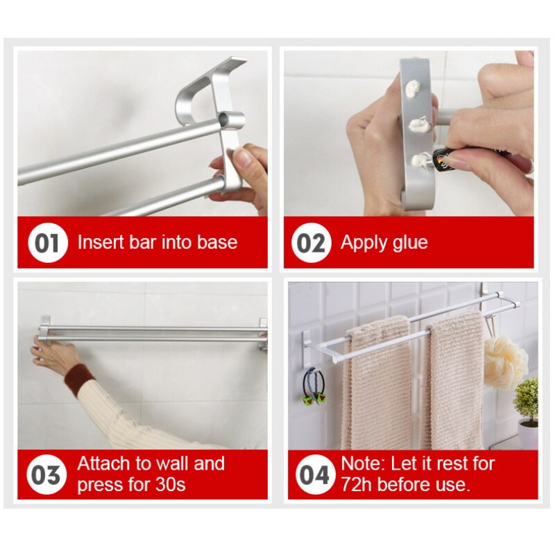 Handdoekenrek Handdoek Hanger Meer dan Deur Badhanddoek Houder Muur Opknoping Handdoek Bar Aluminium Badkamer Keuken Kast Plank Opbergrek