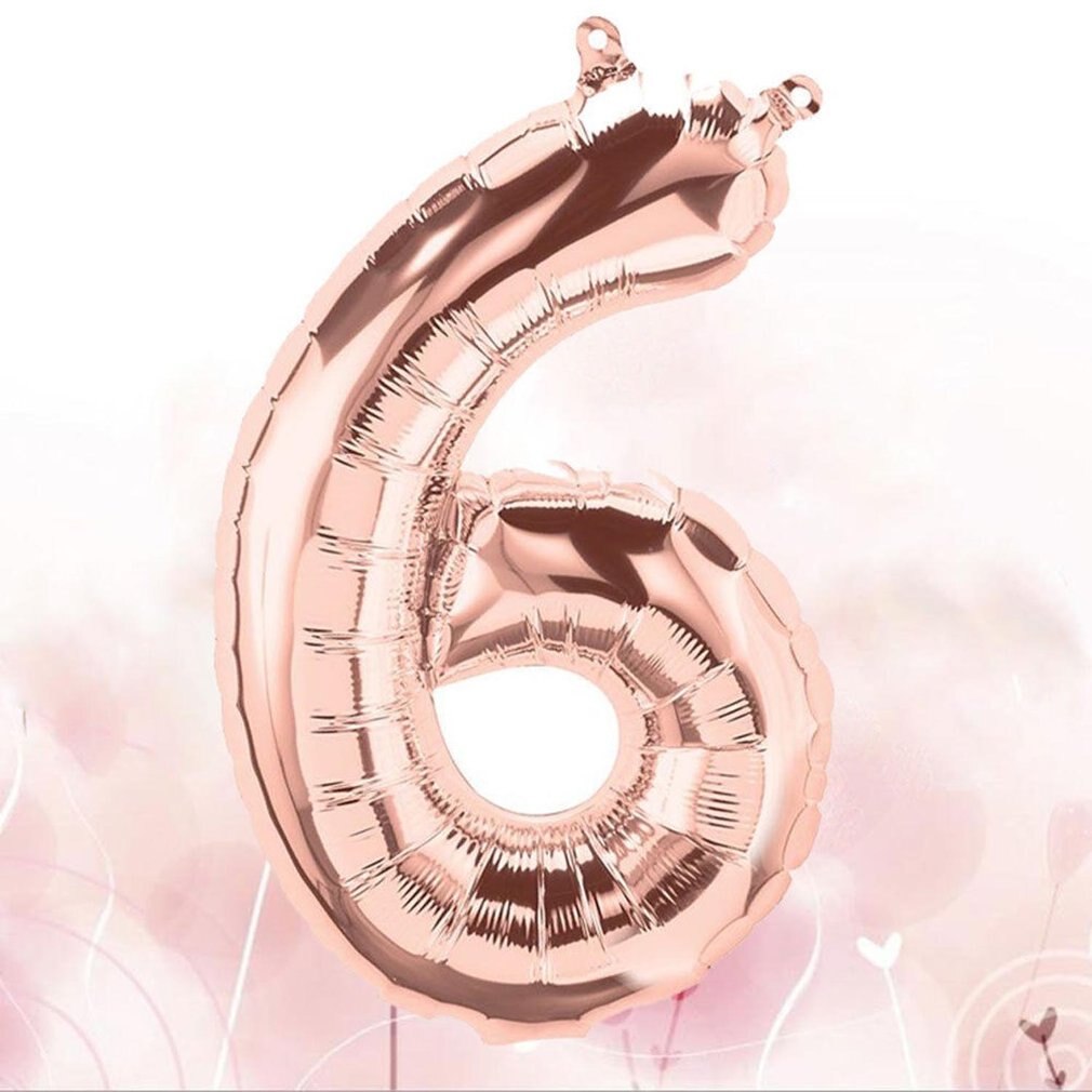 Roségouden aluminium nummerballonnen luchtballonnen happy birthday bruiloft decoratie ballon evenement feestbenodigdheden: 6